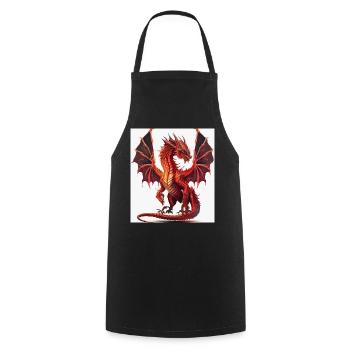 Feuerroter Drachen-Aquarell - Kochschürze - Schwarz - Vorne - AI Model Male 185 dark (185cm)