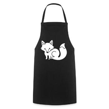 Silhouette de renard – Motif minimal d’animal de la forêt - Tablier de cuisine - noir - Devant - AI Model Male 185 dark (185cm)