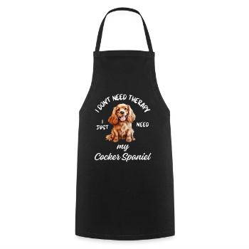 Thérapie avec le cocker spaniel - Tablier de cuisine - noir - Devant - AI Model Male 185 dark (185cm)