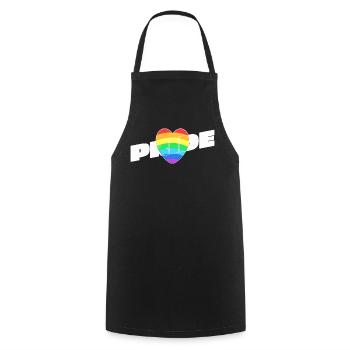 Pride Herz - Regenbogen Design - Kochschürze - Schwarz - Vorne - AI Model Male 185 dark (185cm)