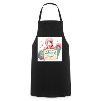 Flamingo Schulstart Abenteuer - Kochschürze - Schwarz - Vorne - AI Model Male 185 dark (185cm)