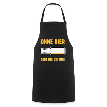 Ohne Bier Geht Nix Bei Mir! (Bierchen / NEG 3C) - Kochschürze - Schwarz - Vorne - AI Model Male 185 dark (185cm)