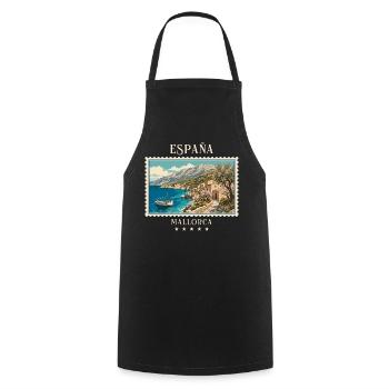 Spanien Mallorca Vintage Reisemarke - Kochschürze - Schwarz - Vorne - AI Model Male 185 dark (185cm)