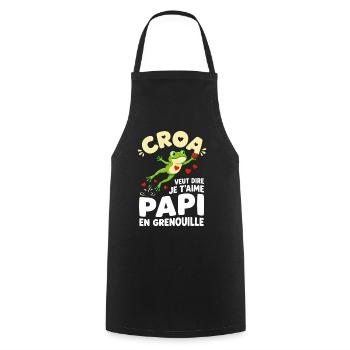 Croa Veut Dire Je T'aime Papi Grenouille - Tablier de cuisine - noir - Devant - AI Model Male 185 dark (185cm)