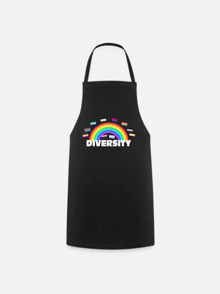 Diversity Regenbogen - Vielfalt Design - Kochschürze - Schwarz