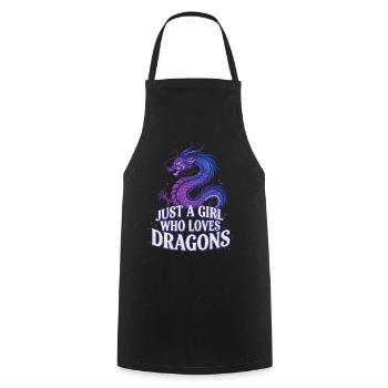 Drachenliebe: Girl liebt Drachen - Kochschürze - Schwarz - Vorne - AI Model Male 185 dark (185cm)