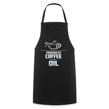 Powered By Coffee And Oil Schrauber Spruch Kaffee - Kochschürze - Schwarz - Vorne - AI Model Male 185 dark (185cm)