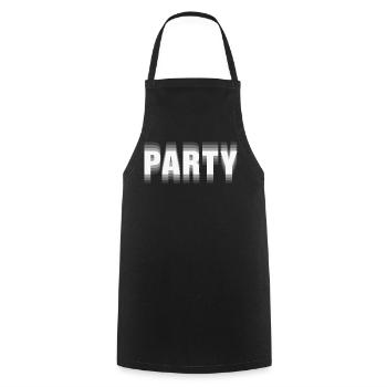 Party– Minimalistisches Typografie Statement - Kochschürze - Schwarz - Vorne - AI Model Male 185 dark (185cm)