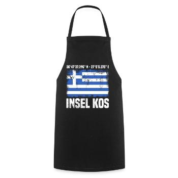 Insel Kos Koordinaten - Kochschürze - Schwarz - Vorne - AI Model Male 185 dark (185cm)