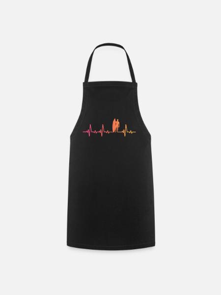 Surf Sunset Heartbeat Surfer Geschenk - Kochschürze - Schwarz