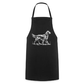 Handgezeichneter irischer Zuspieler – Roter Zuspieler Hund Mama Papa - Kochschürze - Schwarz - Vorne - AI Model Male 185 dark (185cm)