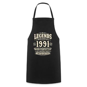 35. Geburtstag Geschenk Mann 1991 Vintage Retro - Kochschürze - Schwarz - Vorne - AI Model Male 185 dark (185cm)