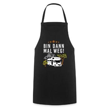 Bin dann mal weg! Mit dem Wohnmobil beim Camping - Kochschürze - Schwarz - Vorne - AI Model Male 185 dark (185cm)