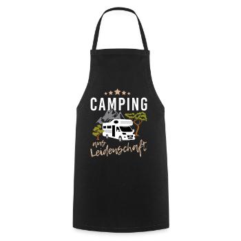 Camping aus Leidenschaft mit Wohnwagen in Natur - Kochschürze - Schwarz - Vorne - AI Model Male 185 dark (185cm)