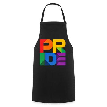 Pride Modern Block Design Regenbogen Schriftzug - Kochschürze - Schwarz - Vorne - AI Model Male 185 dark (185cm)
