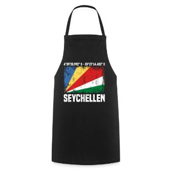Seychellen Koordinaten - Kochschürze - Schwarz - Vorne - AI Model Male 185 dark (185cm)