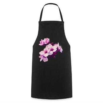 Pink Blossom - Kochschürze - Schwarz - Vorne - AI Model Male 185 dark (185cm)