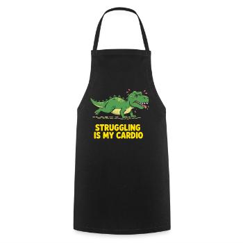 Dinosaurier hasst Cardio Training - Kochschürze - Schwarz - Vorne - AI Model Male 185 dark (185cm)