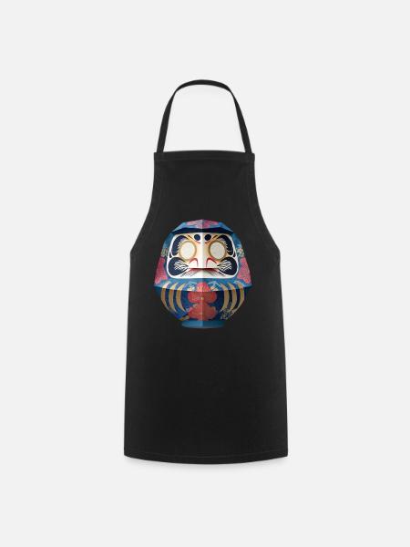 Blumiger Daruma Maskendesign Daruma Origami - Kochschürze - Schwarz
