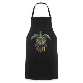 Tortue De Mer Mandala Attrape Rêves Boho - Tablier de cuisine - noir - Devant - AI Model Male 185 dark (185cm)