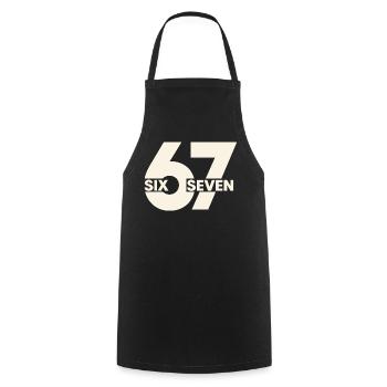 67 Six Seven – Urban Typografie - Kochschürze - Schwarz - Vorne - AI Model Male 185 dark (185cm)