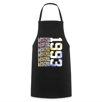 LIMITED EDITION 1993 - 33 YEARS - 33RD BIRTHDAY - Cooking Apron - black - Front - AI Model Male 185 dark (185cm)