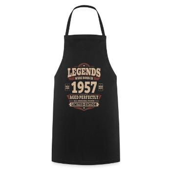 69th Birthday Gift Husband 1957 Vintage Retro - Cooking Apron - black - Front - AI Model Male 185 dark (185cm)