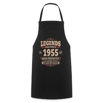70th Birthday Gift Husband 1955 Vintage Retro - Cooking Apron - black - Front - AI Model Male 185 dark (185cm)