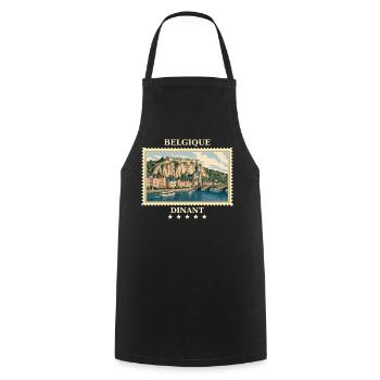 Belgien Dinant Vintage Reisemarke - Kochschürze - Schwarz - Vorne - AI Model Male 185 dark (185cm)
