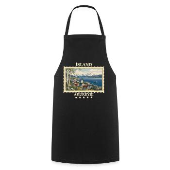 Island Akureyri Vintage Reisemarke - Kochschürze - Schwarz - Vorne - AI Model Male 185 dark (185cm)