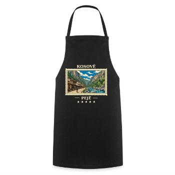 Kosovo Peja Vintage Reisemarke - Kochschürze - Schwarz - Vorne - AI Model Male 185 dark (185cm)