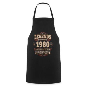46th Birthday Gift Husband 1980's Vintage Retro - Cooking Apron - black - Front - AI Model Male 185 dark (185cm)