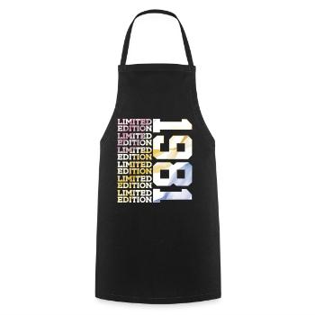 LIMITED EDITION 1981 - 45 YEARS - 45TH BIRTHDAY - Cooking Apron - black - Front - AI Model Male 185 dark (185cm)