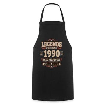 36th Birthday Gift Husband 1990's Vintage Retro - Cooking Apron - black - Front - AI Model Male 185 dark (185cm)