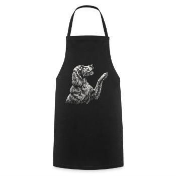 Irischer Zuspieler zieht Pfote hoch – Roter Zuspieler Hund Mama Papa - Kochschürze - Schwarz - Vorne - AI Model Male 185 dark (185cm)