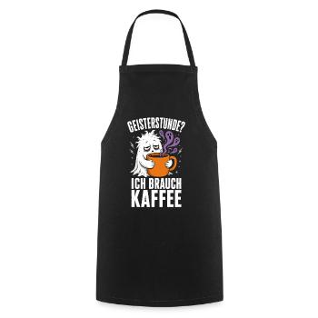 Geisterstunde? Ich brauch Kaffee – Halloween - Kochschürze - Schwarz - Vorne - AI Model Male 185 dark (185cm)