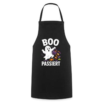 Boo passiert – Halloween-Geist mit Bonbons - Kochschürze - Schwarz - Vorne - AI Model Male 185 dark (185cm)
