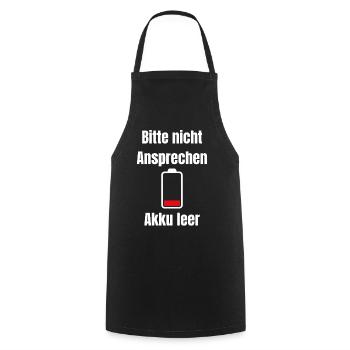 Akku Leer – Bitte Nicht Ansprechen - Kochschürze - Schwarz - Vorne - AI Model Male 185 dark (185cm)