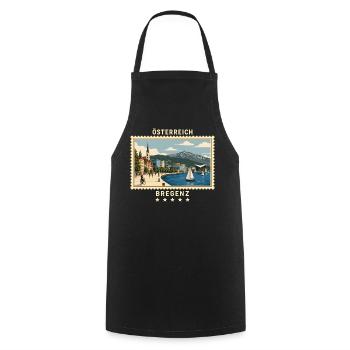 Österreich Bregenz Vintage Reisemarke - Kochschürze - Schwarz - Vorne - AI Model Male 185 dark (185cm)
