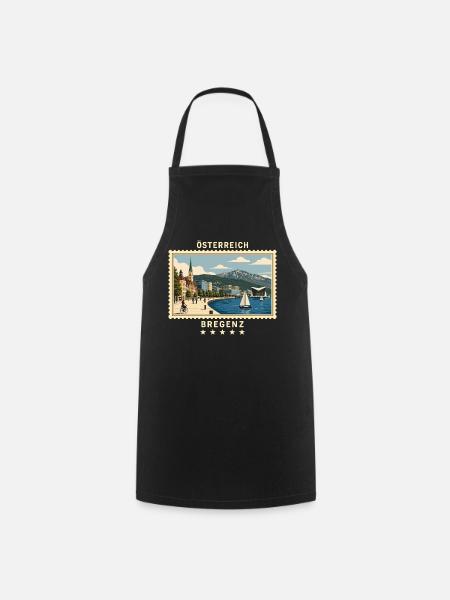 Österreich Bregenz Vintage Reisemarke - Kochschürze - Schwarz