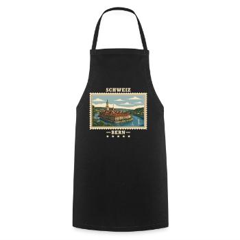 Schweiz Bern Vintage Reisemarke - Kochschürze - Schwarz - Vorne - AI Model Male 185 dark (185cm)