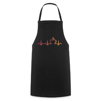 Sonnenuntergangskaffee, Herzschlag, Kaffee - Kochschürze - Schwarz - Vorne - AI Model Male 185 dark (185cm)