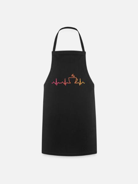 Sonnenuntergangskaffee, Herzschlag, Kaffee - Kochschürze - Schwarz