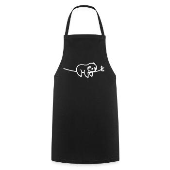 Sleeping Sloth on Branch Animal Motif - Cooking Apron - black - Front - AI Model Male 185 dark (185cm)