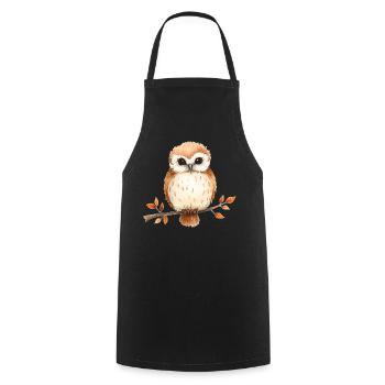Watercolor owl on branch - Cooking Apron - black - Front - AI Model Male 185 dark (185cm)