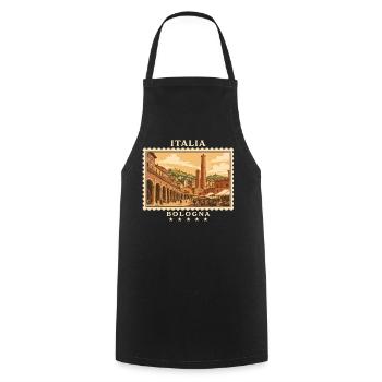 Italien Bologna Vintage Reisemarke - Kochschürze - Schwarz - Vorne - AI Model Male 185 dark (185cm)