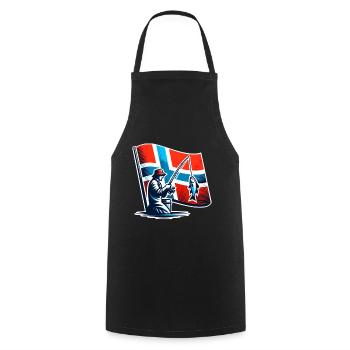 Norway Angler Motif - Cooking Apron - black - Front - AI Model Male 185 dark (185cm)