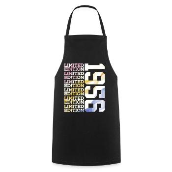 LIMITED EDITION 1956 - 70 YEARS - 70TH BIRTHDAY - Cooking Apron - black - Front - AI Model Male 185 dark (185cm)