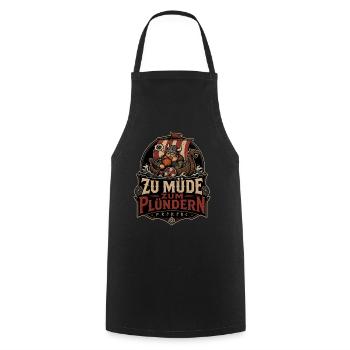Zu müde zum Plündern Wikinger - Kochschürze - Schwarz - Vorne - AI Model Male 185 dark (185cm)
