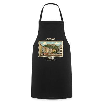 Tschechien Brno Vintage Reisemarke - Kochschürze - Schwarz - Vorne - AI Model Male 185 dark (185cm)